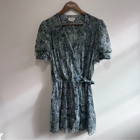 Zadig& Voltaire Betty Mousseline Liberty Garden Floral Wrap Dress, Mini, S - Picture 4 of 15